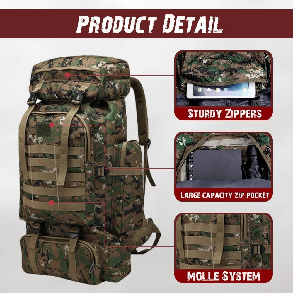 Mochila de Senderismo y Camping, Mochila de Escalada para Actividades al Aire Libre, Resistente al Agua, para Hombres y Mujeres