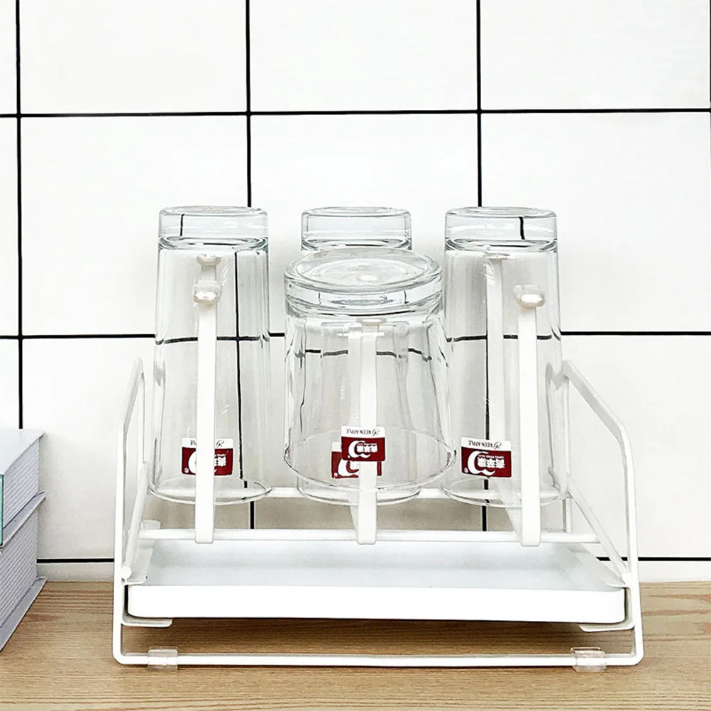 

Household Iron Water Cup Holder White Creative Mug Rack Drain Stand Kitchen Storage Organizer Drain Cup Holder