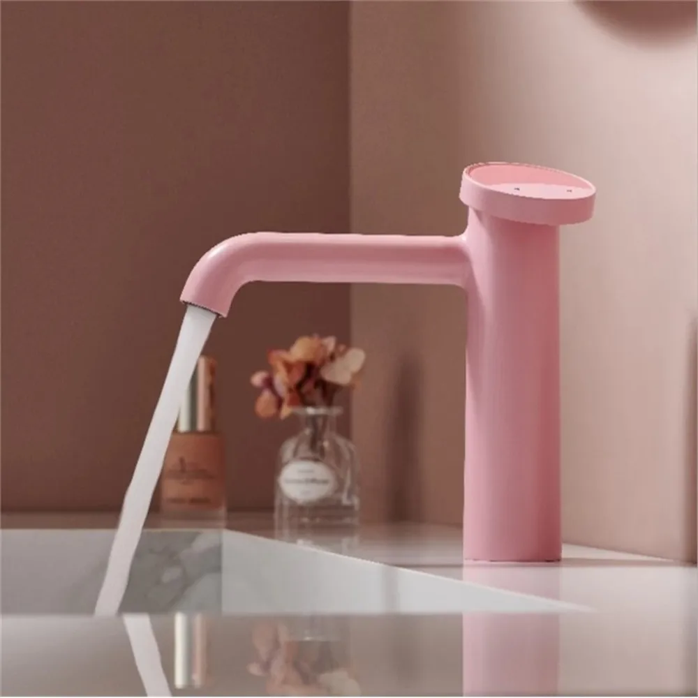 Brush Gold Bathroom Faucet Unique Design Pink Basin Faucet Gray Sink Tap Hot & Cold Deck Mounted Lavatory Crane Water Tap