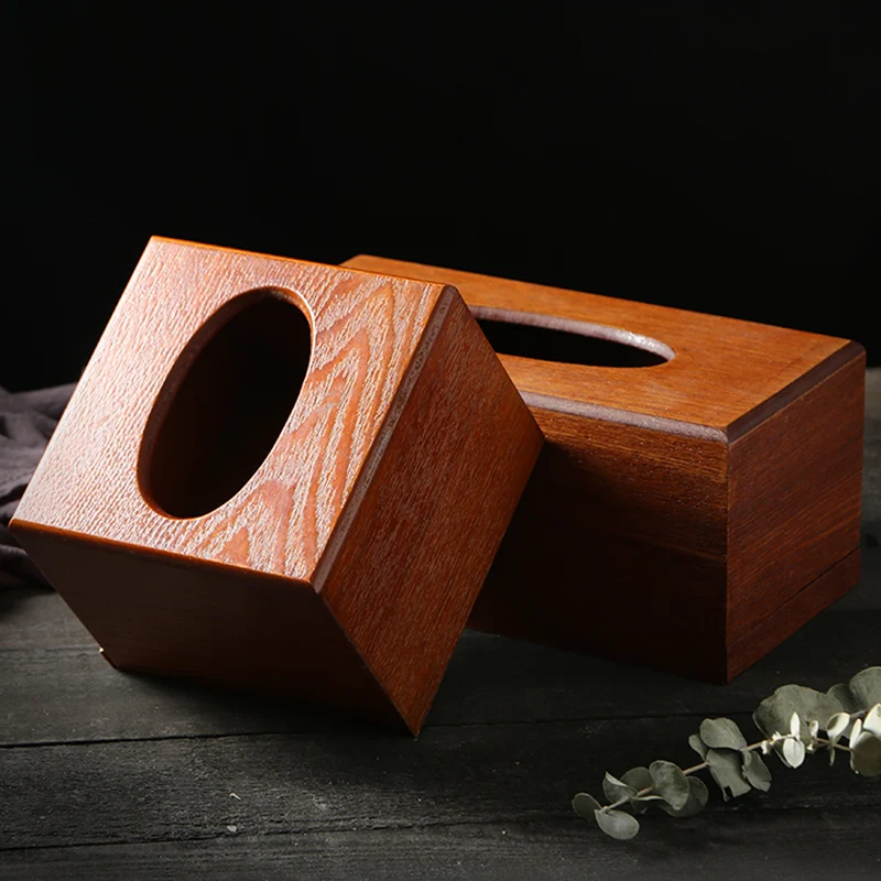 Modern Simple Bamboo Wooden Tissue Box Household Tissue Box Restaurant Desktop Tissue Boxes