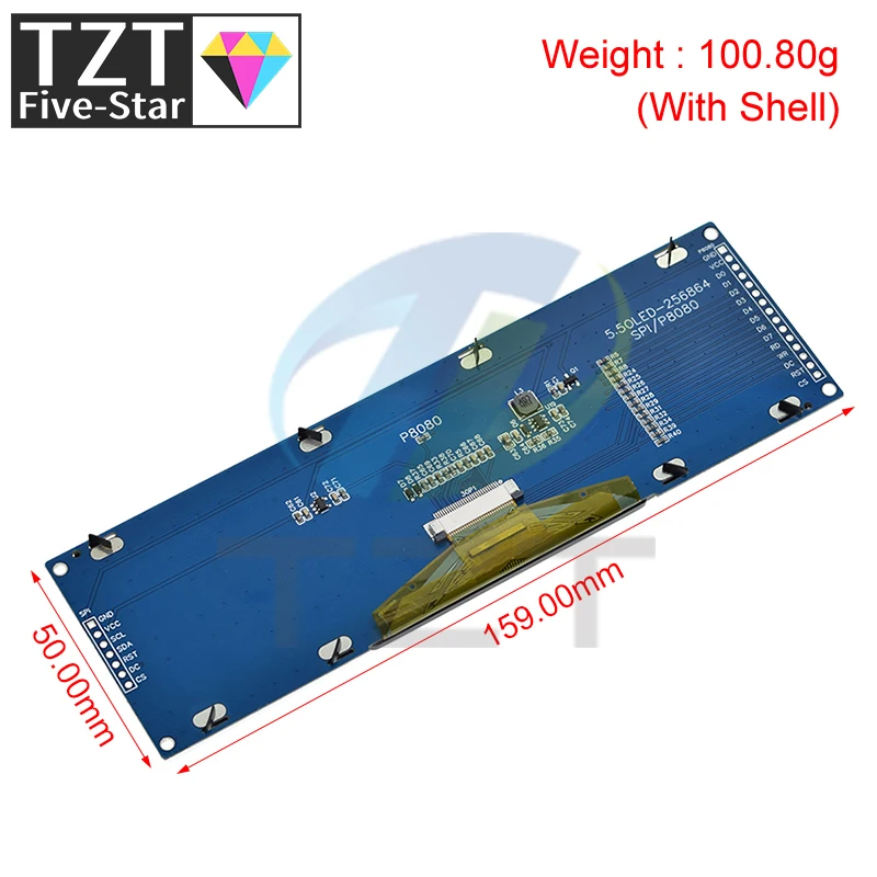 5.5 Inch OLED LCD Display Green Color 256x64 Drive SSD1322 Interface SPI/ 8-bit Parallel Port For Arduino UNO R3