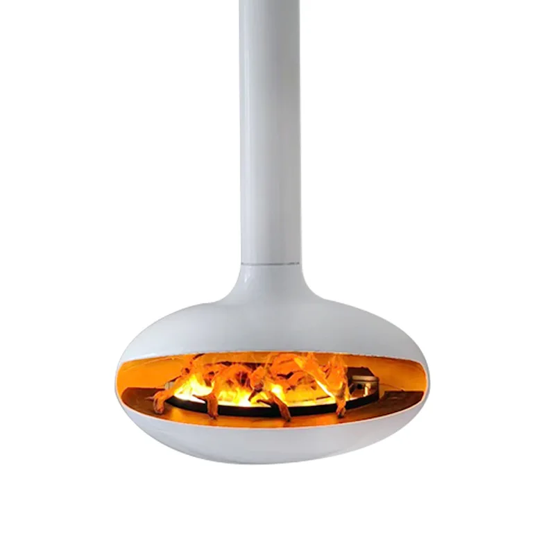 Hanging fireplace simulation fire burning wood suspended flying saucer hanging stove household villa living room decoration ato
