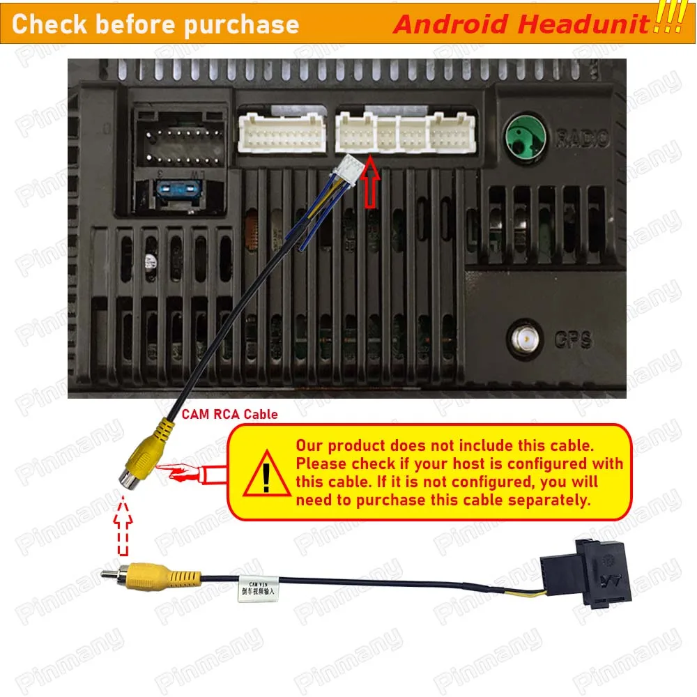 Car Radio Cable Android Head Unit Rear Camera CVBS Video Wire Harness Socket Adapter FDC17-CAM for Ford Mustang Edeg