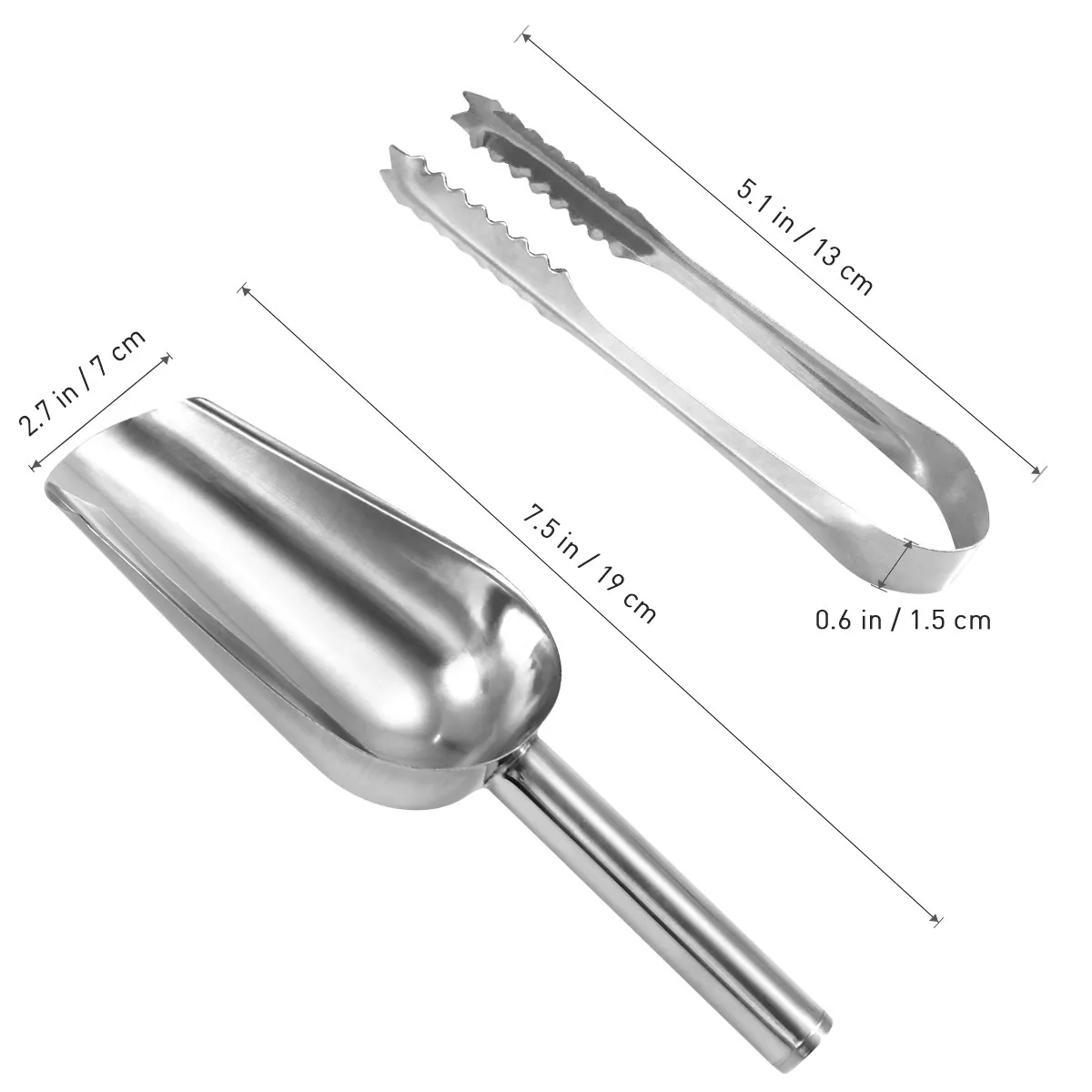 5Pcs Stainless Steel Ice Scoop Set Dipper for Weddings Buffets Bars Candy Dessert Protein Powder Serving