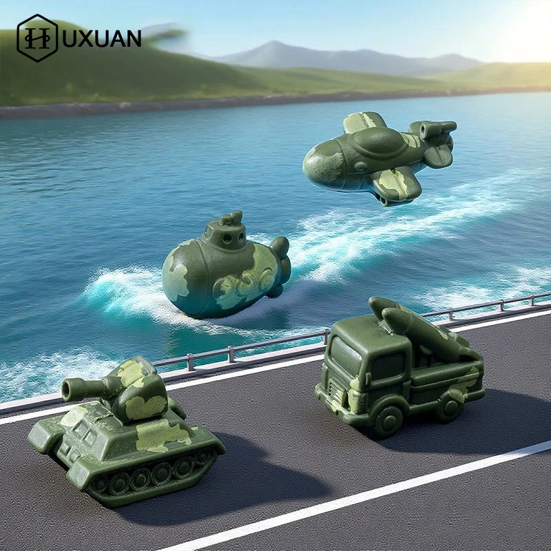 2PCS Resin Military Models Miniature Set Tank Plane Submarine for Office Decor Gifts