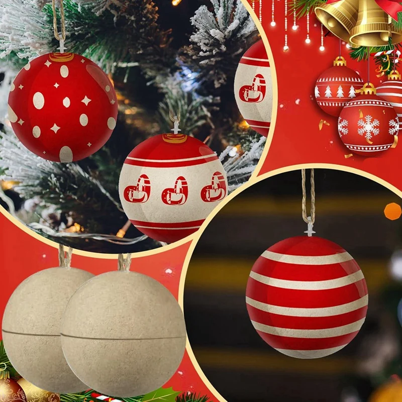 

48 Pcs Christmas Paper Mache Balls 3.15 Inch Unpainted Empty Ball Ornaments Craft Supplies Easy Install