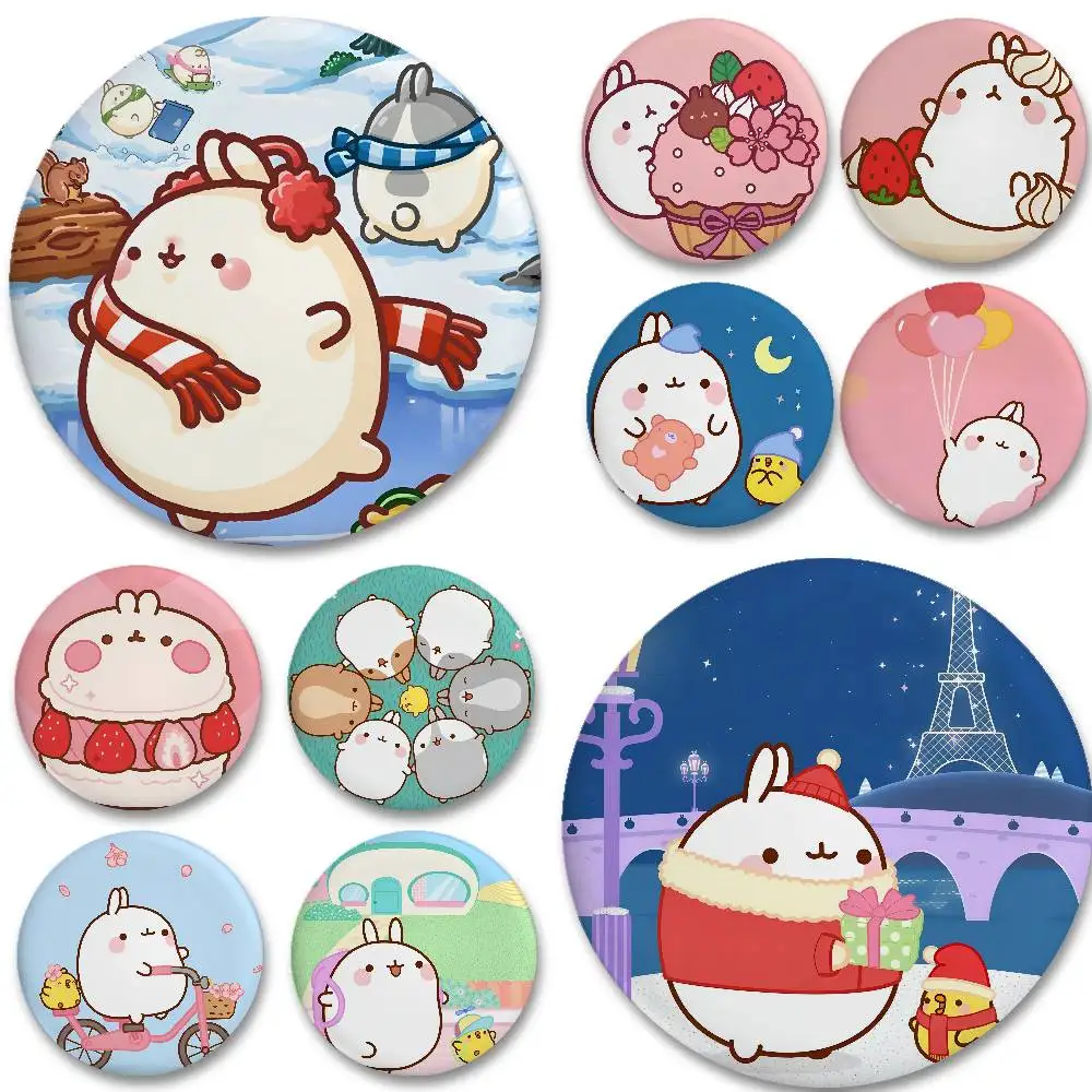 Cartoon M-Molang Enamel Pins Handmade Round Brooch L Killer Yagami Light Cosplay Badge Backpacks Jewelry Gifts