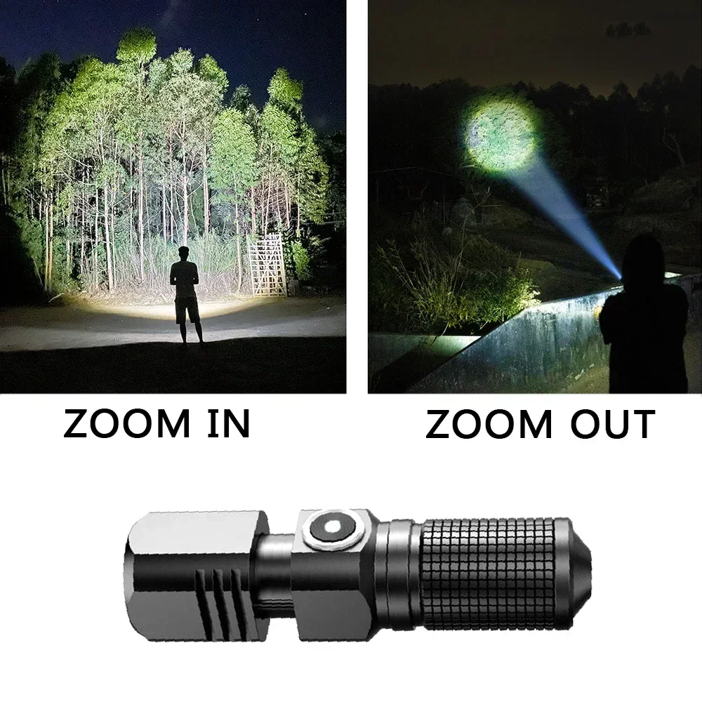 XHP50 LED USB C Rechargeable Mini 16340 18650 Battery Flashlight 1500lm Powerful Torch Can Be Closed with One Click