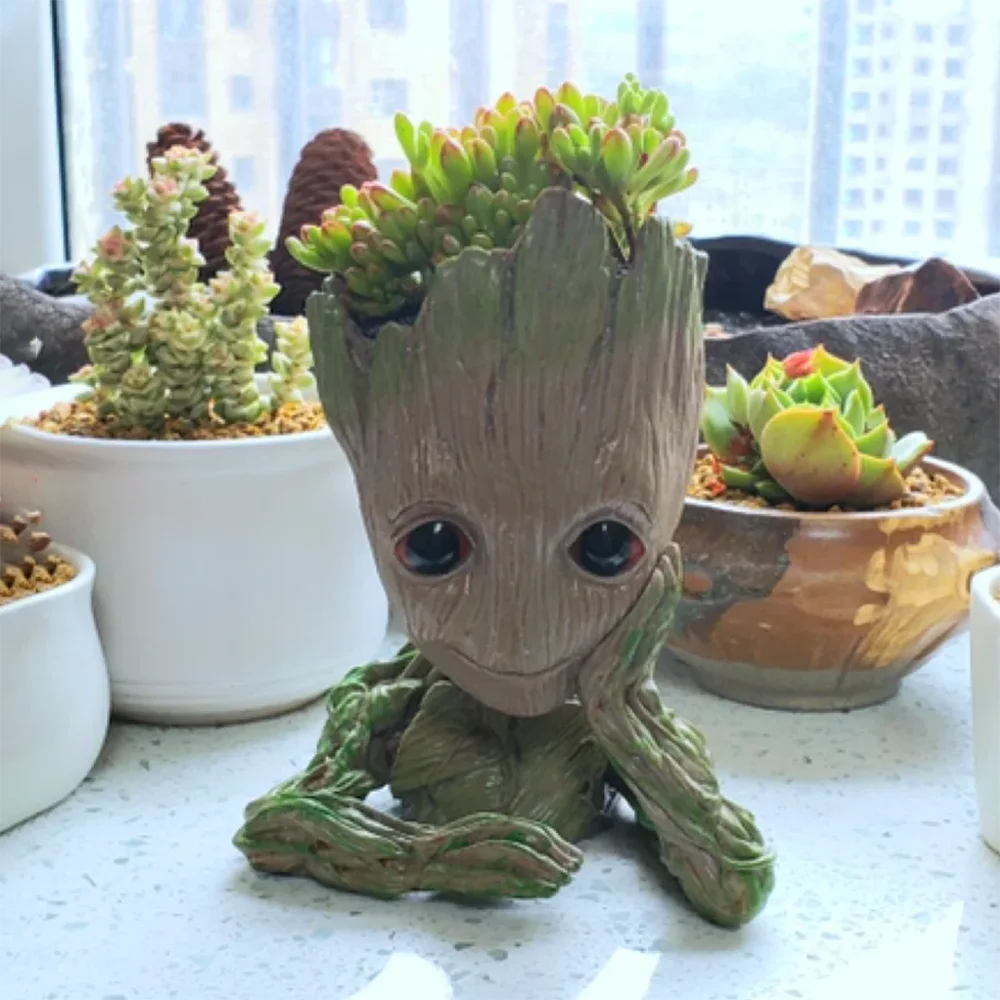 Groot vasos para flores decoração de casa vasos plantadores estatuetas de anime acessórios de decoração de casa estojo de caneta de armazenamento de escritório