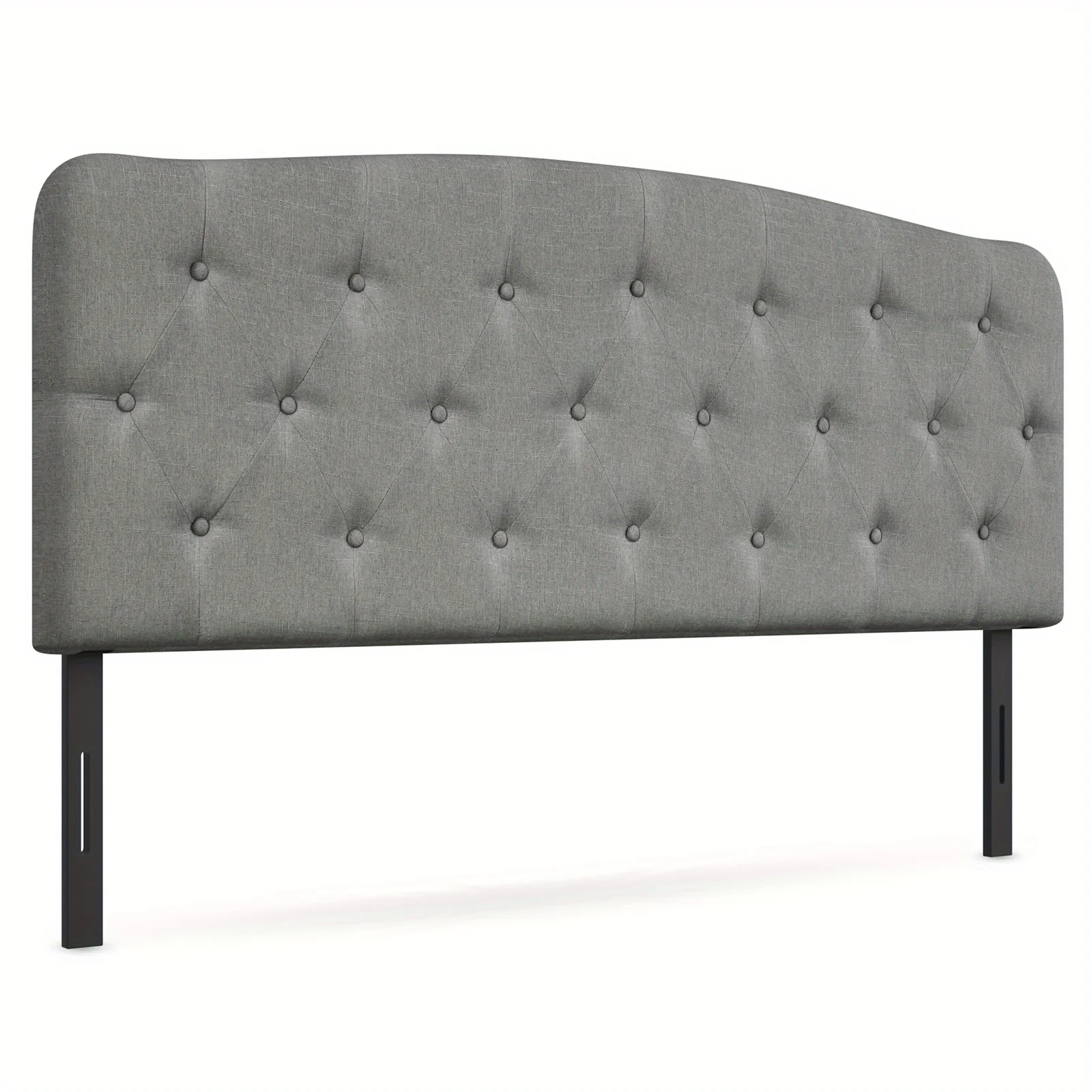 Full Upholstered Headboard, Faux Linen Headboard with Adjustable Heights, Modern Button Tufted Headboard in Light Grey