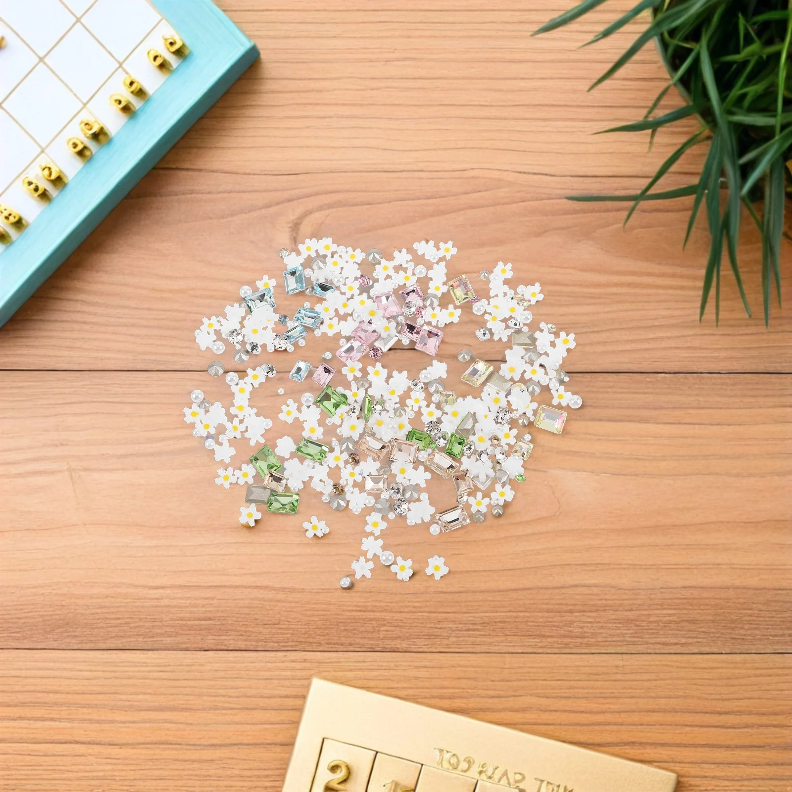 

Colorful Charms Set 3D Flower Rhinestones Pearl Gems Decorative Artistic Accessories Resin Embellishments For Creative Diy