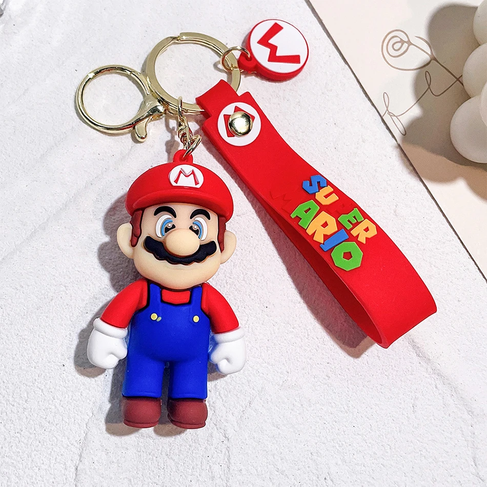 Anime 6 sztuk Super Mario Bros brelok figurka wisiorek uroczy postać z kreskówki zabawka lalka Model dekoracja prezent urodzinowy dla dziecka