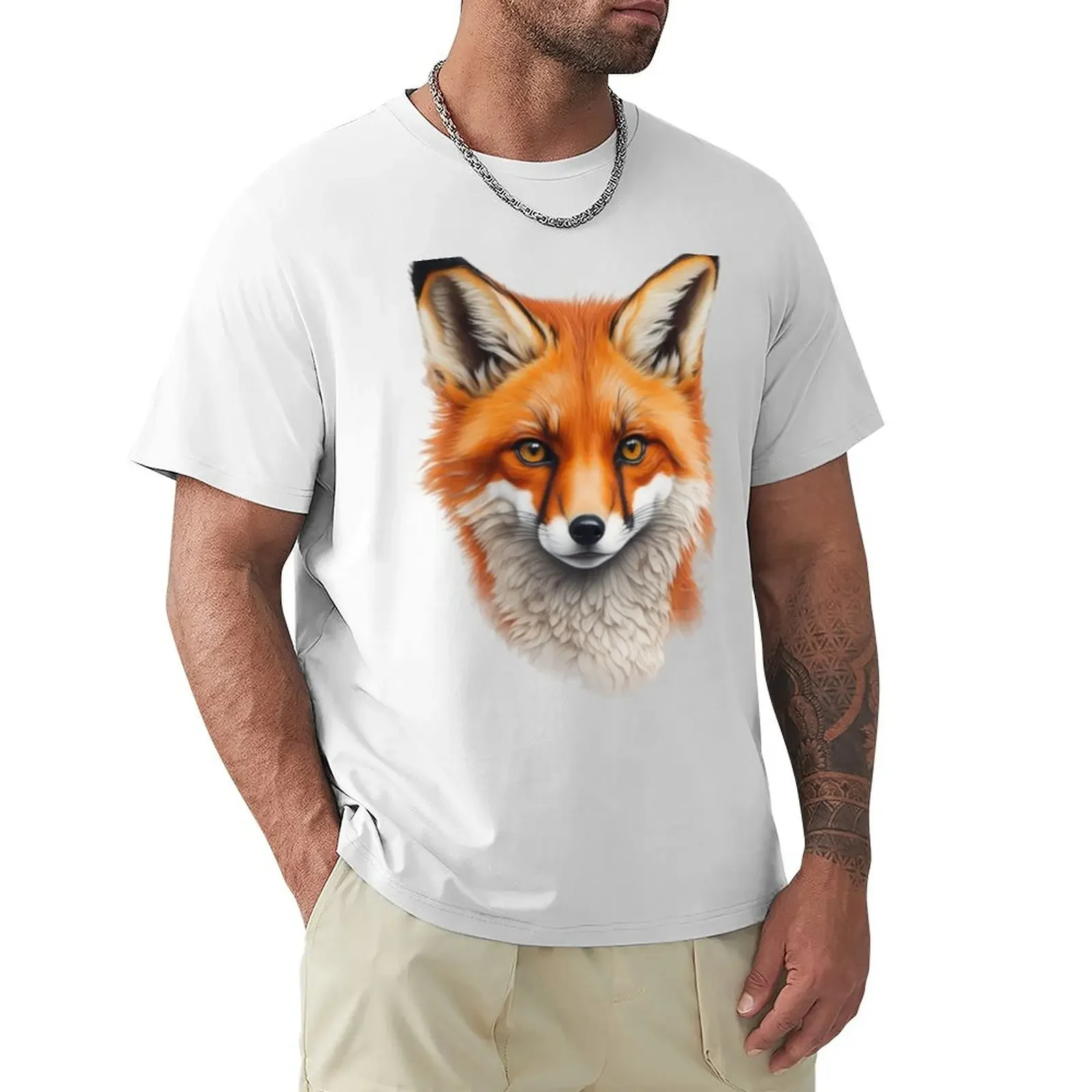 Majestic Charm: Captivating Fox Portrait T-Shirt kawaii clothes quick-drying summer clothes t shirt for men