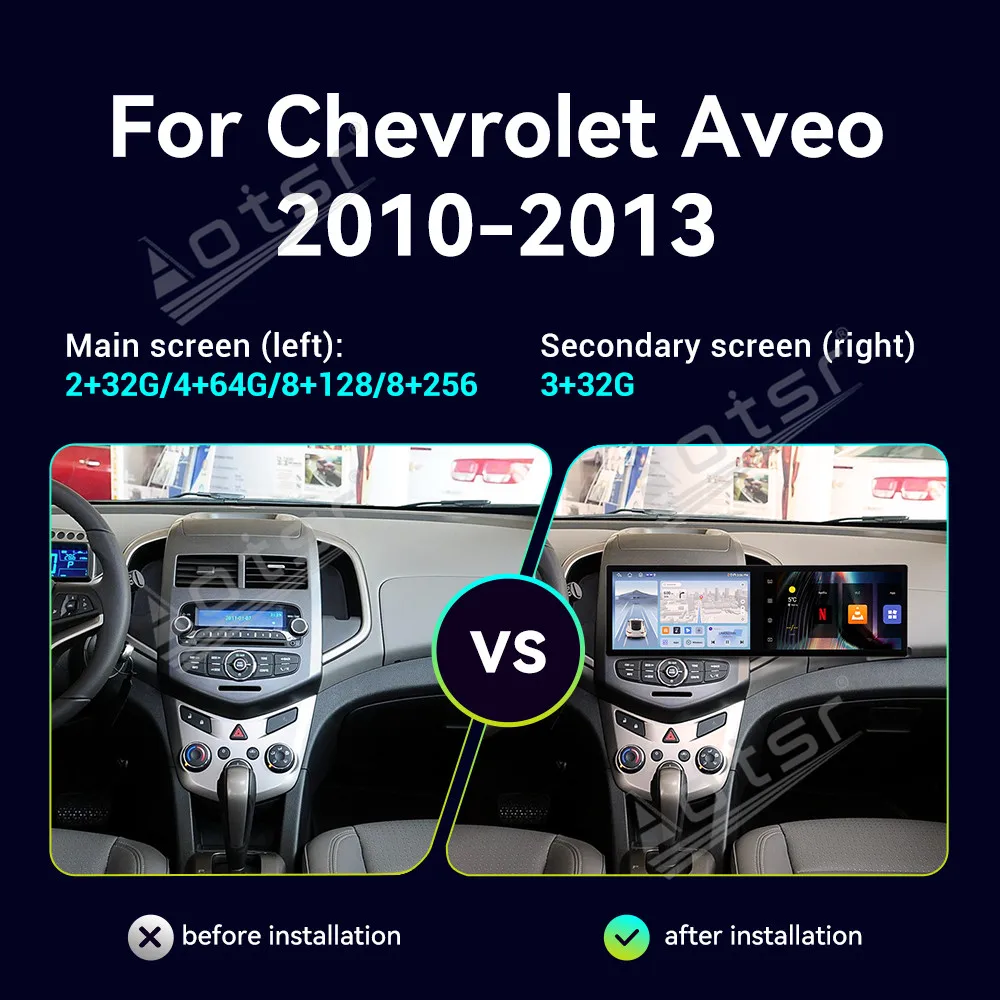 

11,5-дюймовый автомобильный радиоприемник для Chevrolet Aveo 2010 2011 2012 2013, GPS-навигация, мультимедийный видеоплеер, головное устройство Carplay BT Android 14