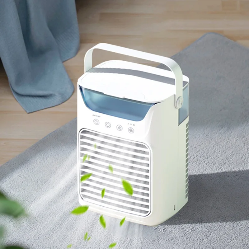 

Портативный вентилятор-увлажнитель 700 мл, 3 скорости, 2 режима распыления, RGB-подсветка, 4 сенсорных таймера, 4-дюймовый, 6 лопастей, USB, для дома, офиса, комнаты