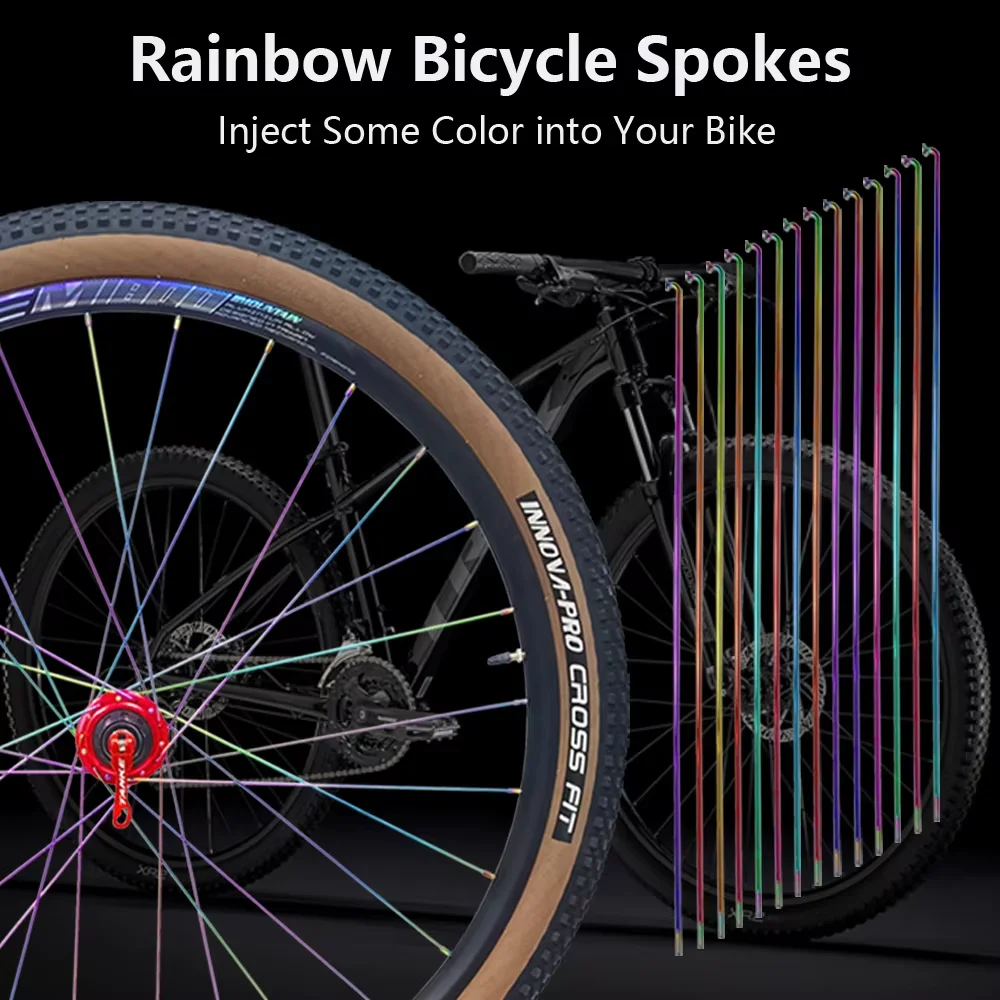 HOGER Bicycle 12pcs Spokes Wire With Nipples For 26/27.5/29 Inch Wheel MTB Road Bike Stainless Steel High Strength Bike Spoke AM