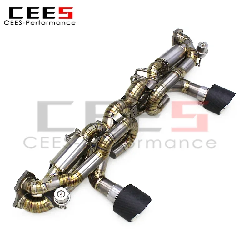 CEES Titanium Catback Muffler Exhaust System Assembly for Porsche 718 Cayman GT4 4.0L 2022-2025 Valved Exhaust Pipe