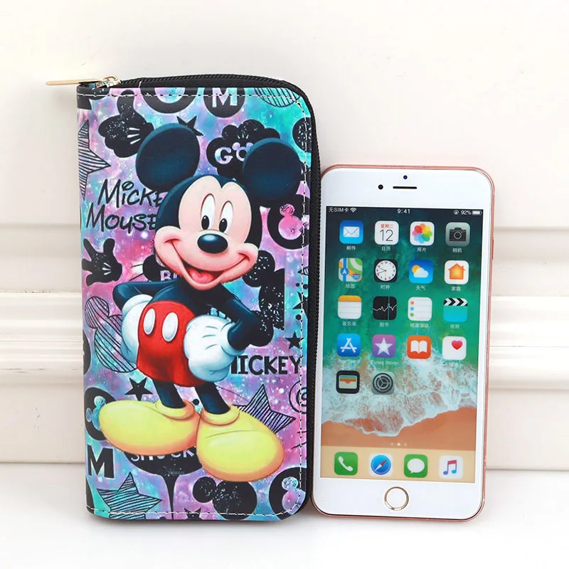 Disney Mickey Mouse Wallet for Women PU Leather Cartoon Long Card Wallet Ladies Mickey Purse Zipper Purse Girls Gift for Her