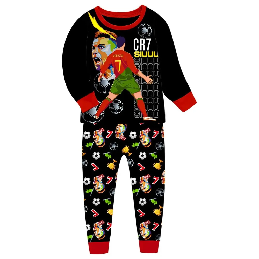 2024 New kids pajamas No.7 Boys clothes cute CR7 Sets Boys Top+pant Sets Toddler Clothing Baby Girls Football Pajamas Clothes