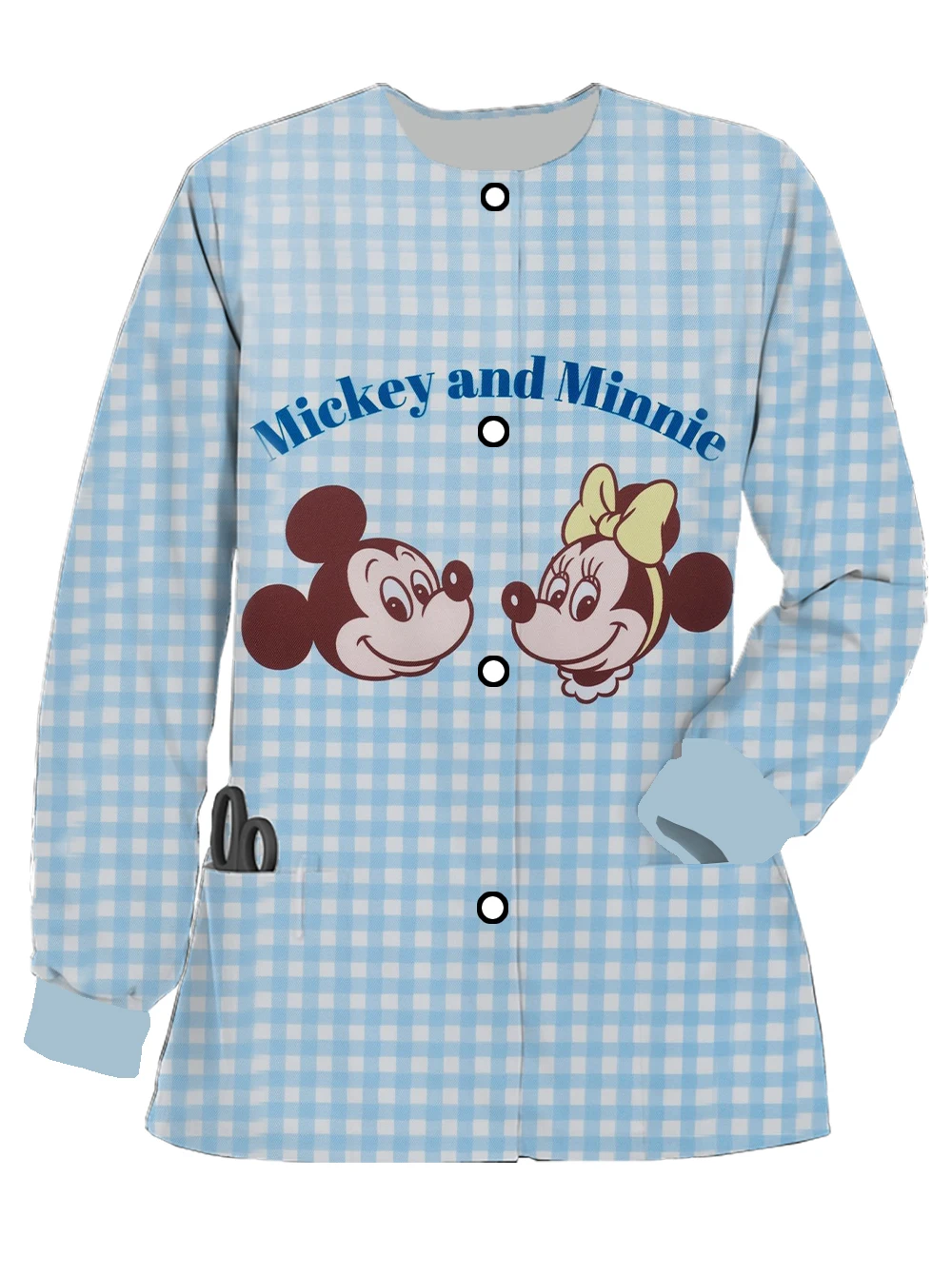 Beauty salon doctor spring and autumn work uniform surgical uniform Disney Mickey print scrub long-sleeved women's nurse uniform