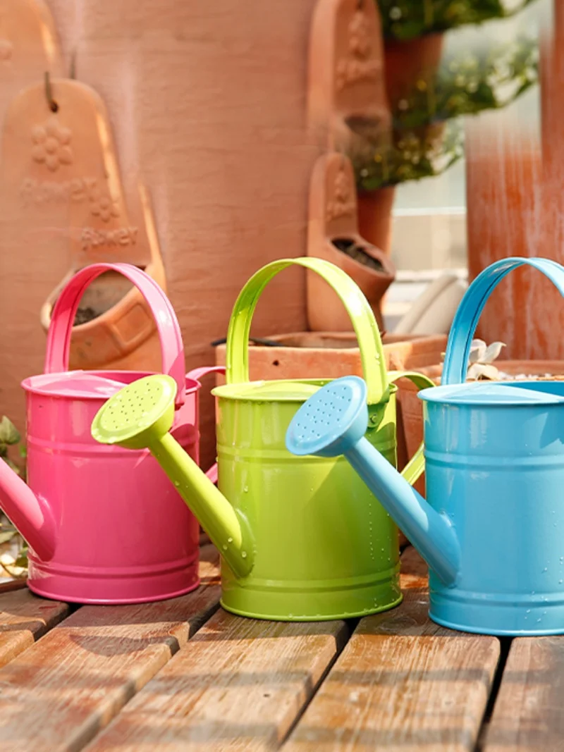 

Colorful children's gardening kettle household vegetable planting green plants thickened iron bucket watering kettle tool