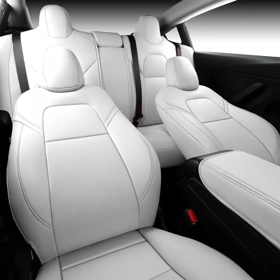 Housses De Sièges Voiture Arcoche Pour Tesla Model Y 2020-2023 - Ensemble Complet Avant Arrière Noir