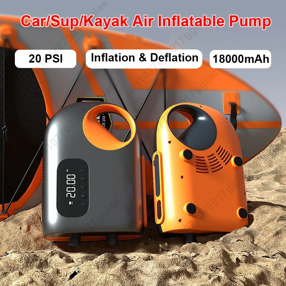 20 PSI Car Electric Air Inflatable Pump Inflation & Deflation 18000mAh Wireless/Wired Air Pump for Sup Paddle Board Boat Kayak