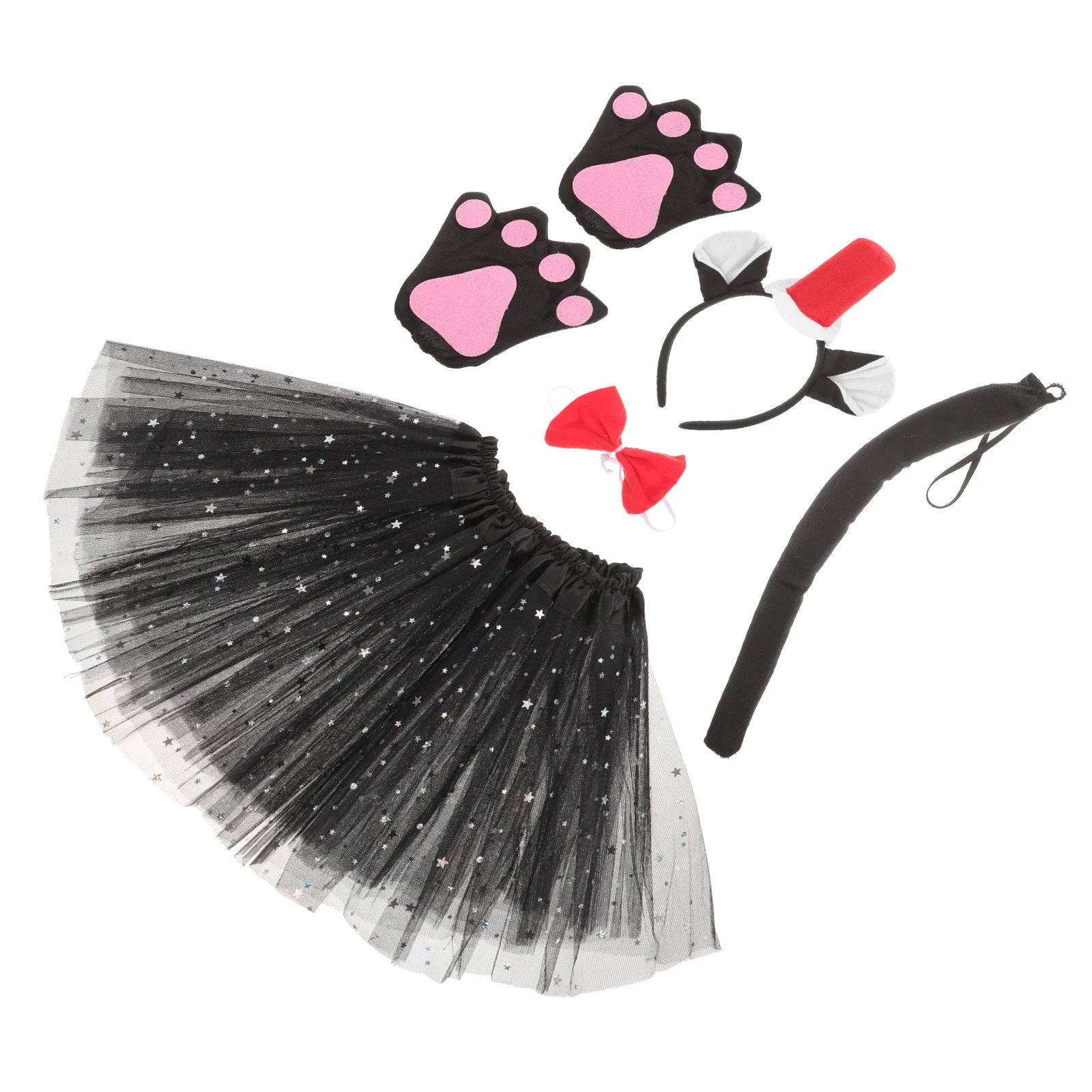 

Animal Headband with Hat Cat Set Costume for Girls Ears Bowtie Cosplay Tail Prop Supplies Accessories Cute