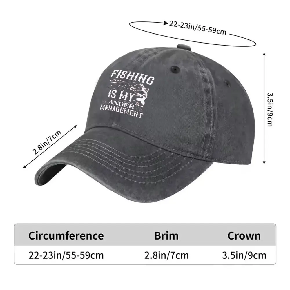 Fishing-Is-My-Anger-Management-Vintage-Washed-Baseball-Cap-Unisex-Adjustable-Outdoor-Casual-Cap
