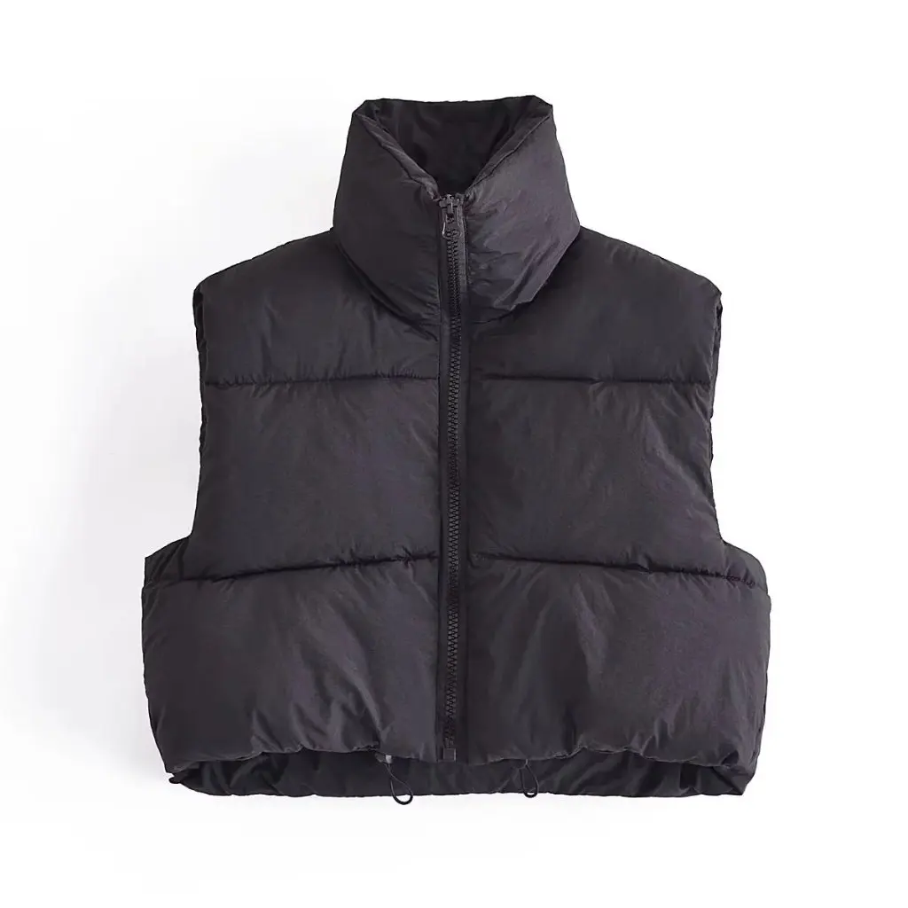 

Winter Women's Cotton-Padded Vest Fashionable Elegant Urban Casual Style European American Solid Color Stand Collar