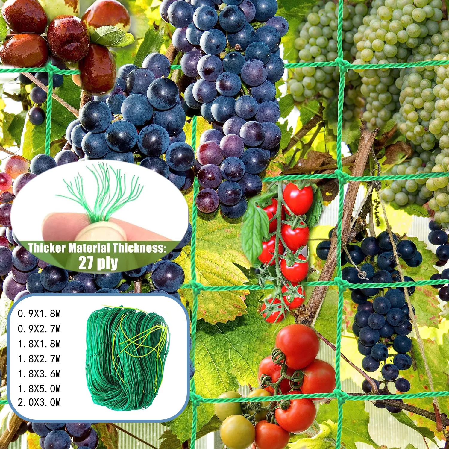 Garden Trellis Netting for Climbing Net Plants Outdoor Heavy-Duty Polyester Fruit Net for Growing Vines Plants Vegetable