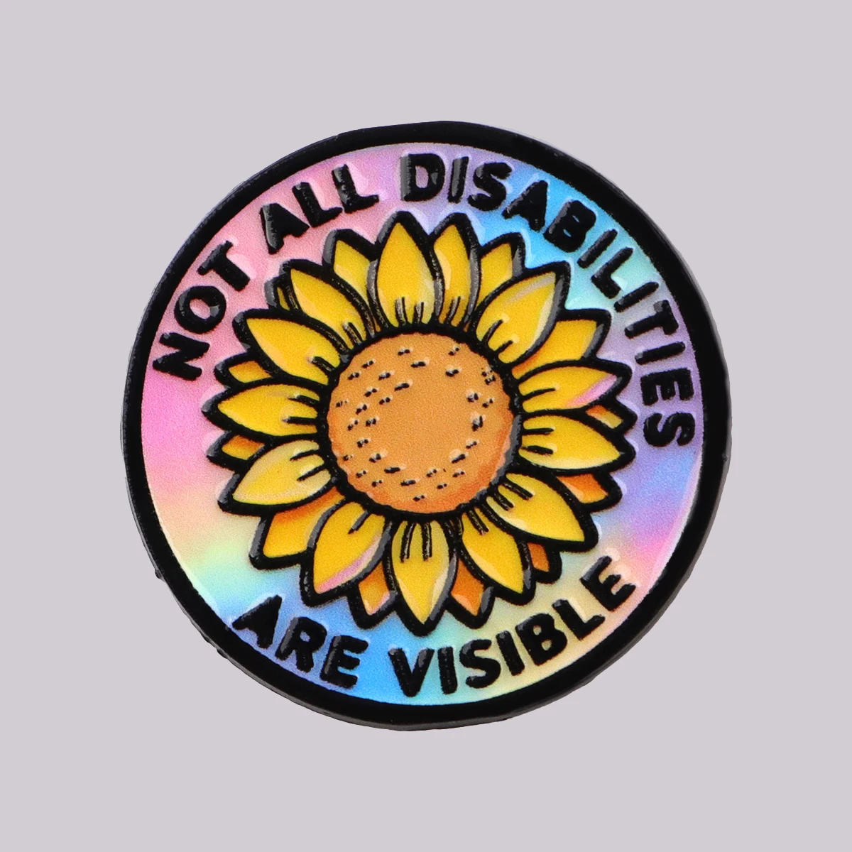 Invisible Disability Enamel Pin Sunflower Brooch Pines Lapel Pins Round Badge Clothing Accessories Fashion Jewelry Friends Gifts