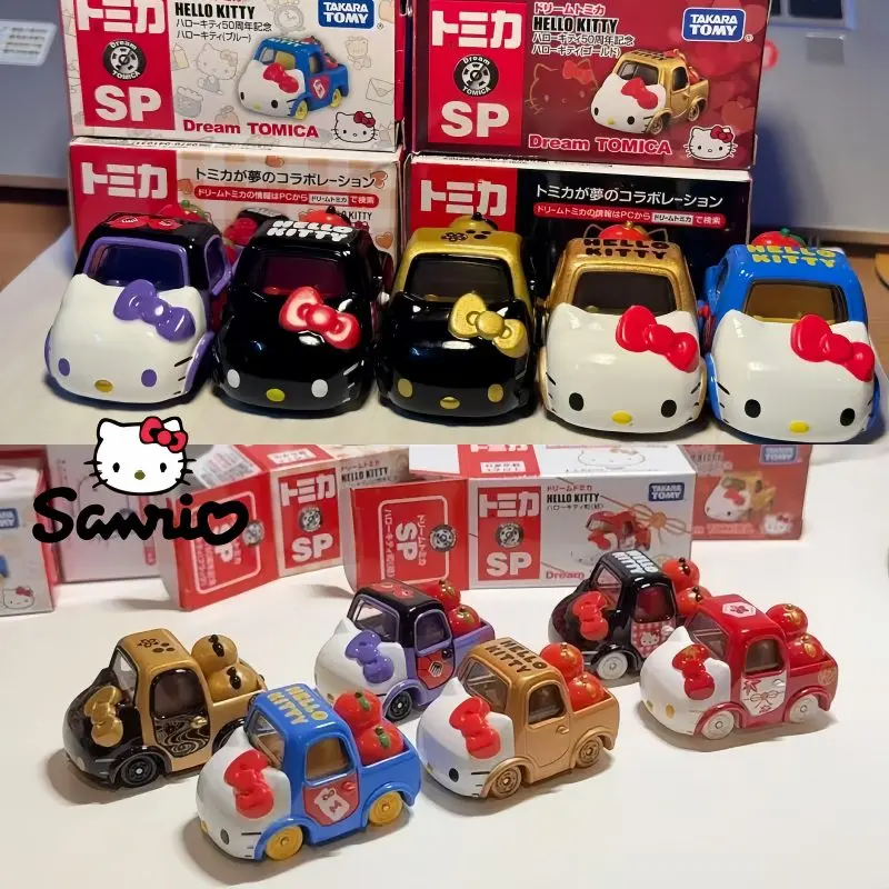 Takara Tomy Dream Tomica Anime Toy Hello Kitty Cartoon Shaped Cute Model Collection Ornament Toy Girl Kitty Cat Toy Gift