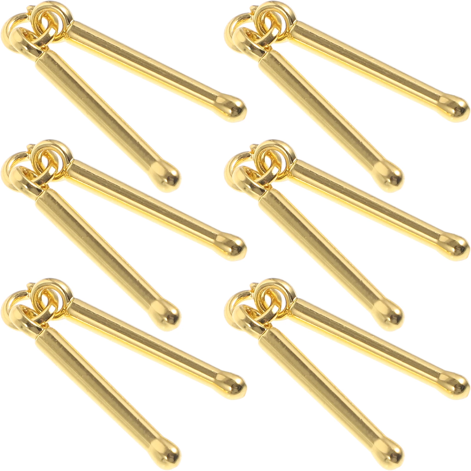 

6 Pcs Drum Stick Pendant Ornaments Jewelry Charms Key Alloy Bulk Making Zinc for
