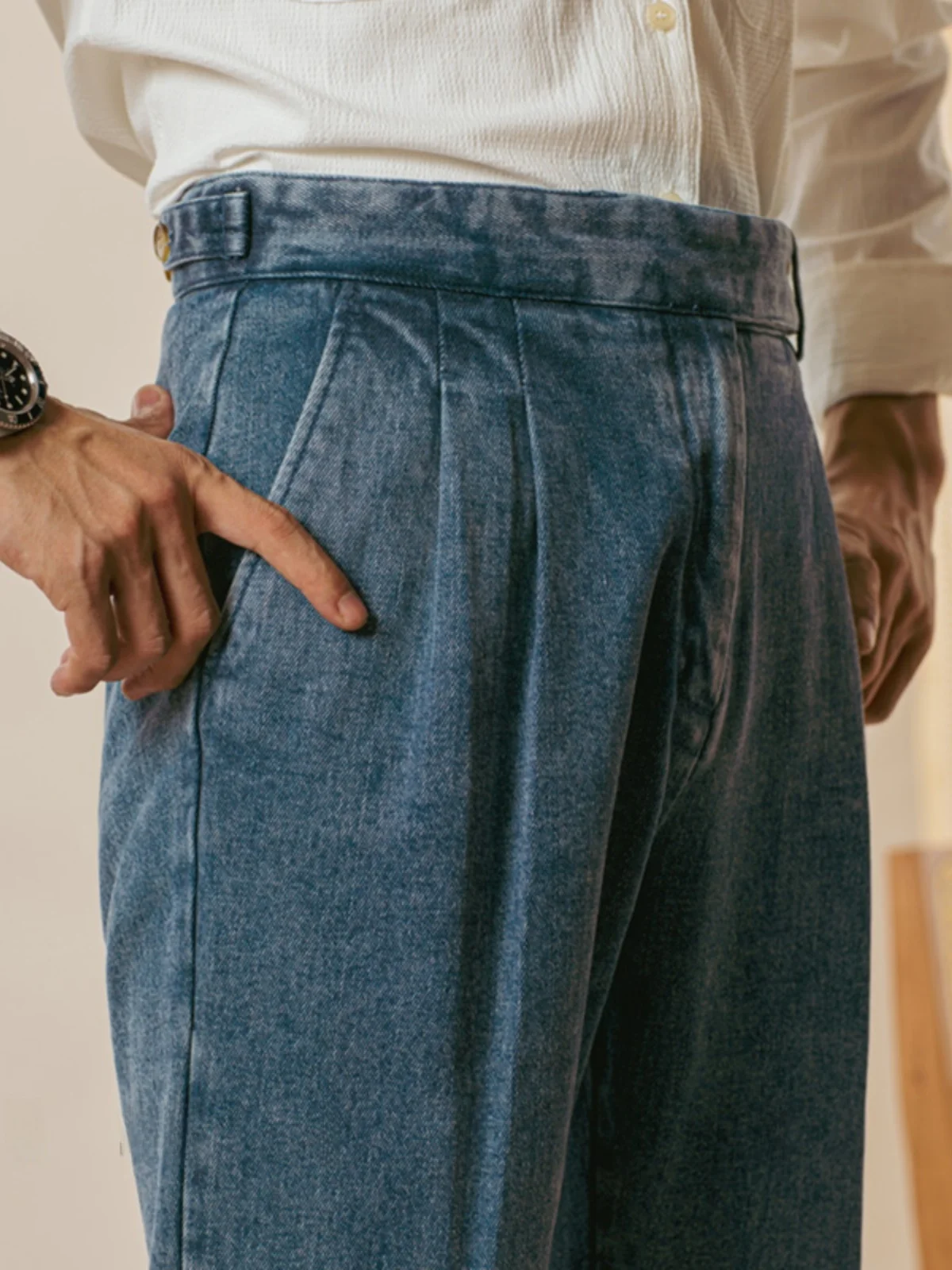 Casual hoge taille herenjeans met rechte pijpen Herfst Winter Busin Gentleman lange broek Napels Jeugd Drapey pakbroek
