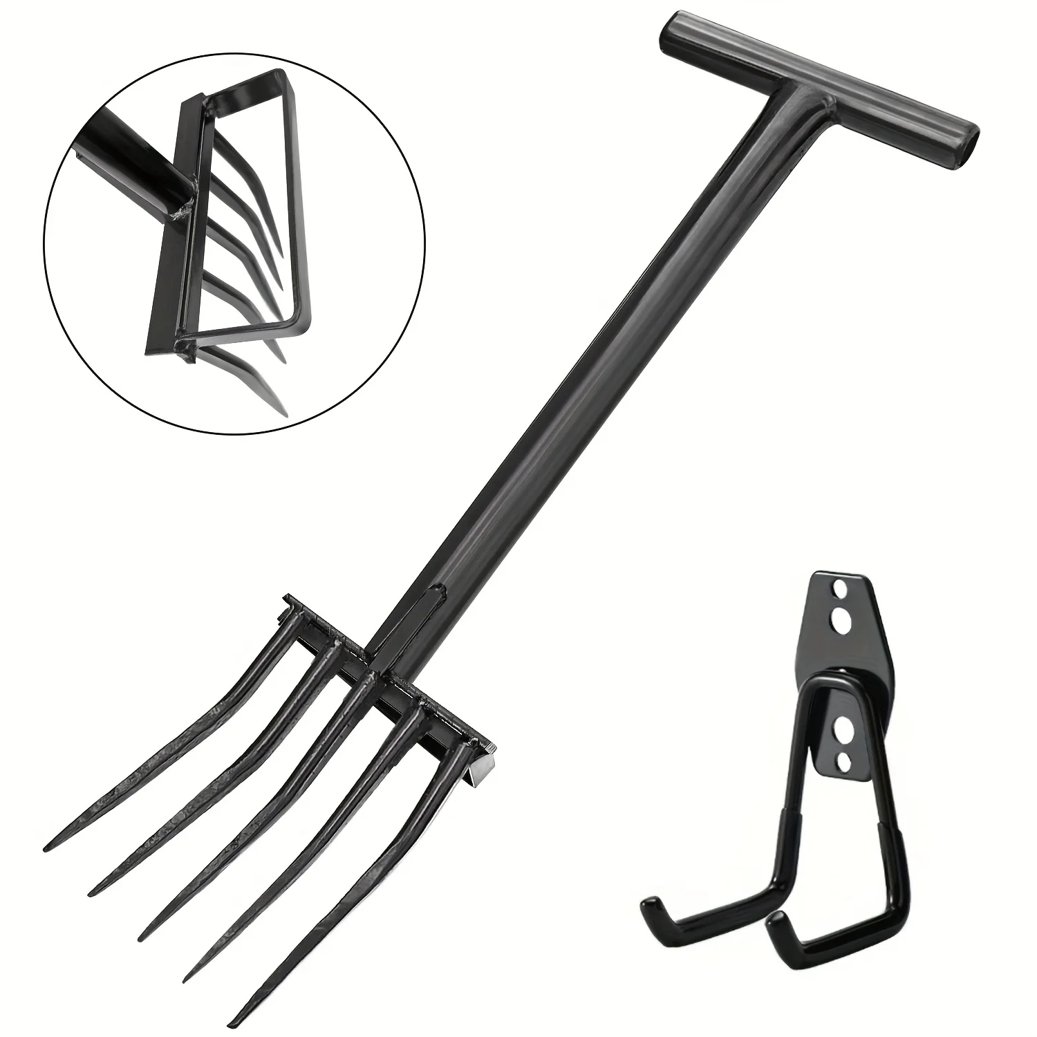 

Garden Fork, Pitchforks for Digging Spading, Long Hand Tiller & Cultivator - 5 Tine, 40 inches