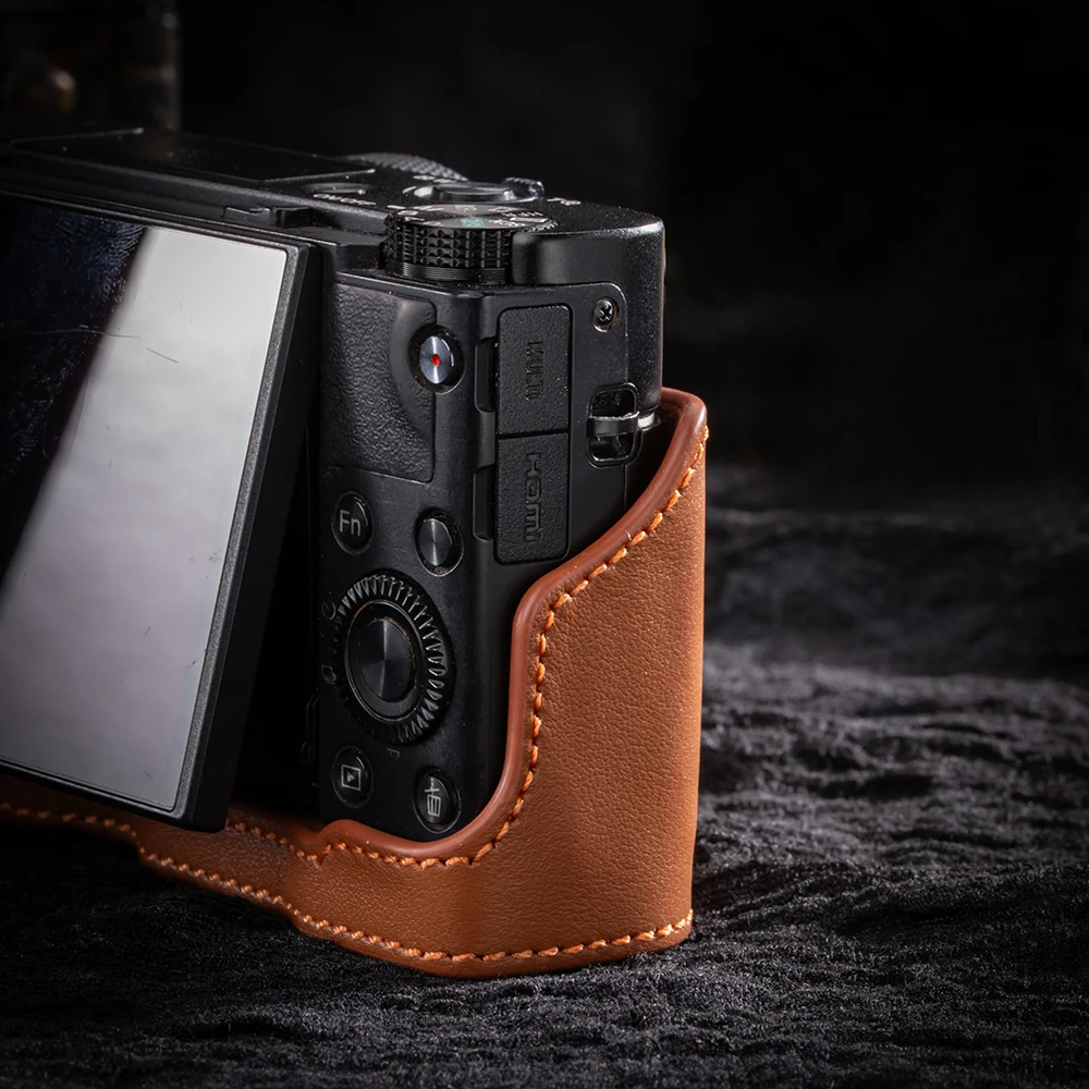 Pour Sony DSC-RX100M6/7 étui en cuir sac photo étui de protection sac en cuir véritable appareil photo demi-étui accessoires de photographie
