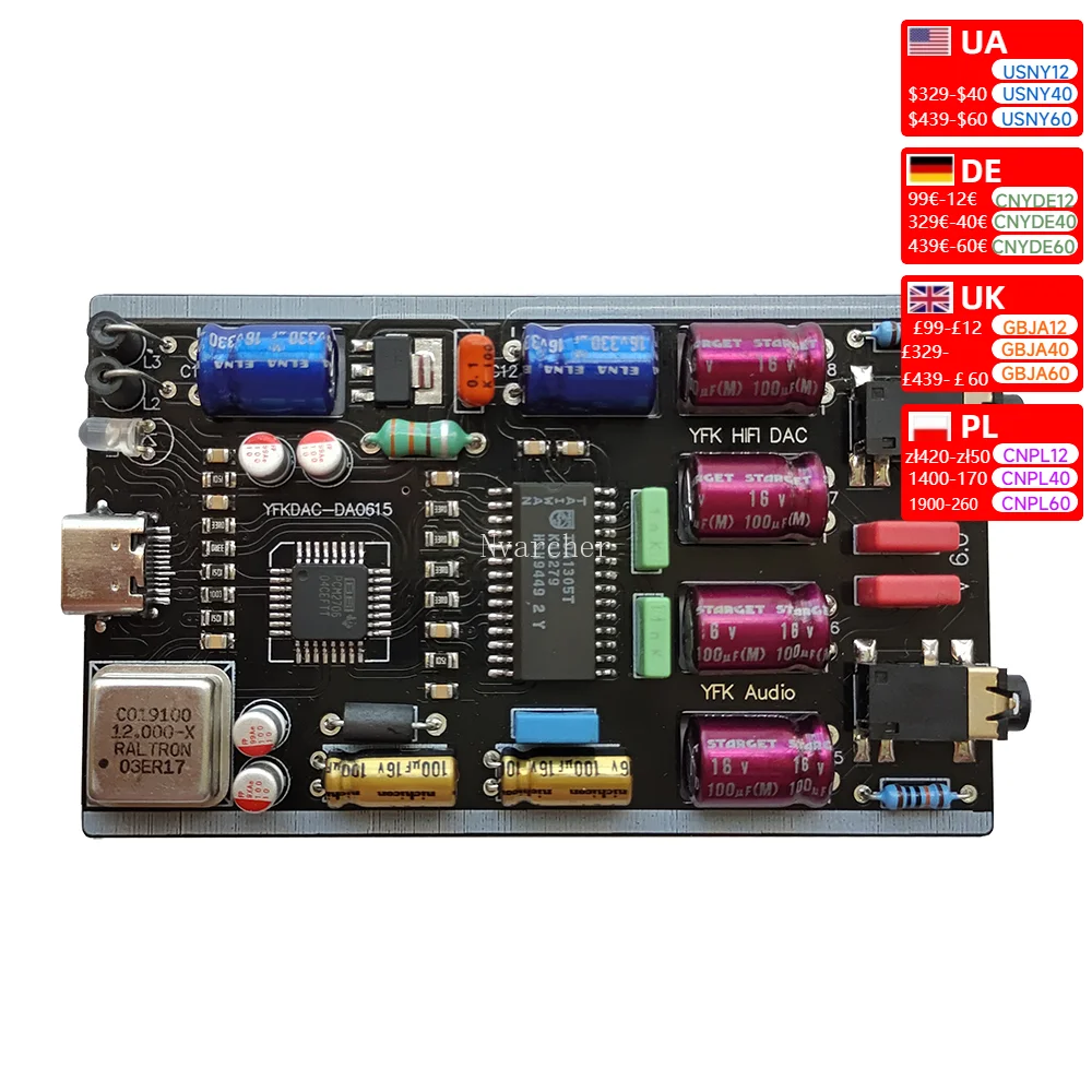 TDA1305 DAC decoder computer notebook USB decoding sound card HIFI mobile phone OTG