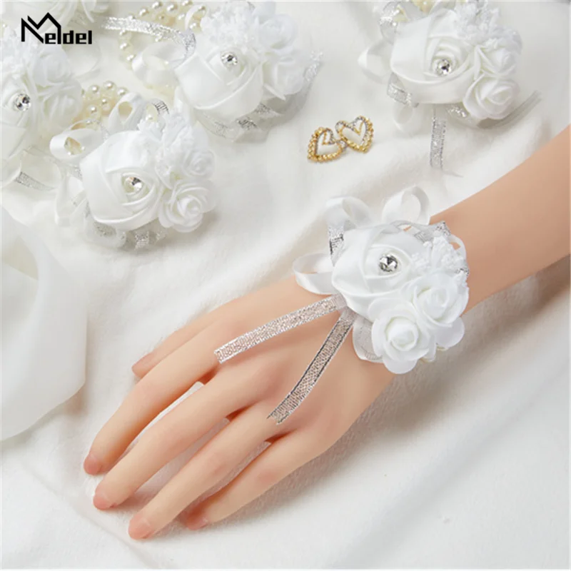 Zestaw 6 królewskich niebieskich różowych gorsetów na nadgarstek Kwiaty na wesele Prom Bridal Bridesmaid Girl Mother Women Rose Bracelet Hand Flowers