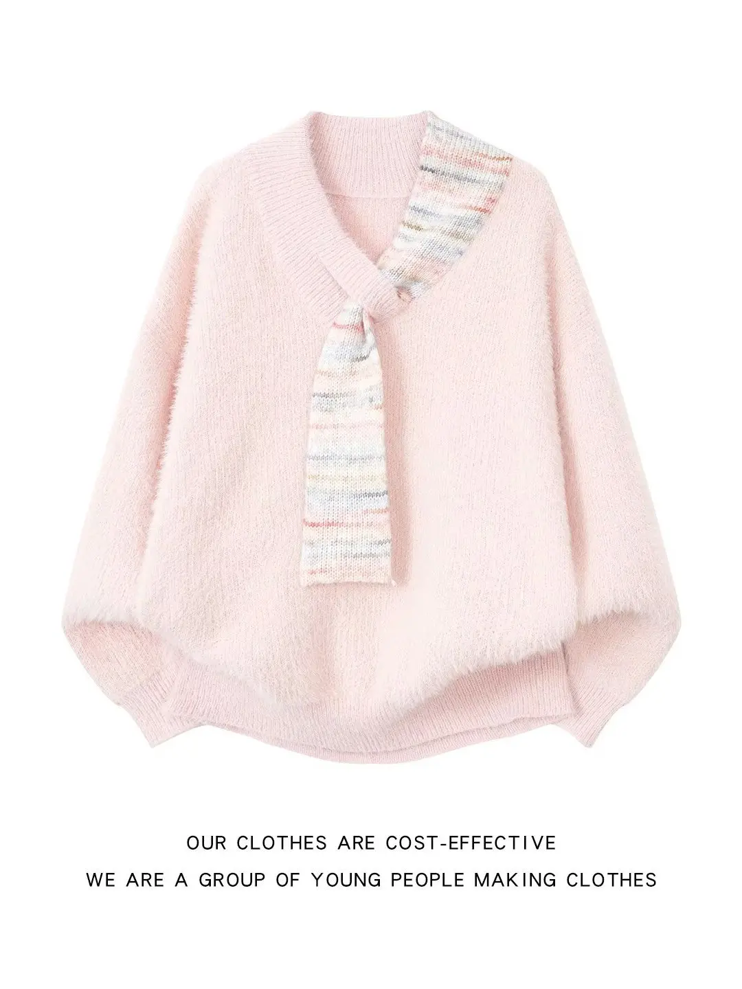 

Вязаный свитер для пары с V-образным вырезом и шарфом, мужской, мягкий, уютный, зимний, модный, премиум-класса, с длинными рукавами