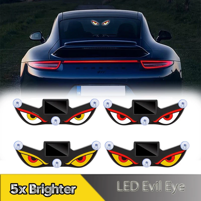 

LED Wireless Solar Devil's Eye Car Window Mount Little Monster Expression Lamp USB-C Rechargeable Ambient Light Free of Wiring