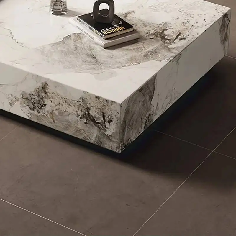 طاولة القهوة الأوروبية الفاخرة مستطيلة رائعة وحديثة وفريدة من نوعها طاولة القهوة الجمالية المحايدة أثاث الصالون #4