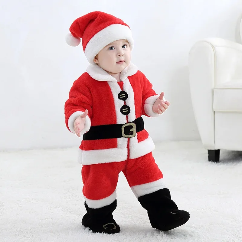 Baby Boy Clothes Newborn Infant Baby Boys Girls Christmas Costume Set Boy Santa Jumpsuit Girl Red Dress