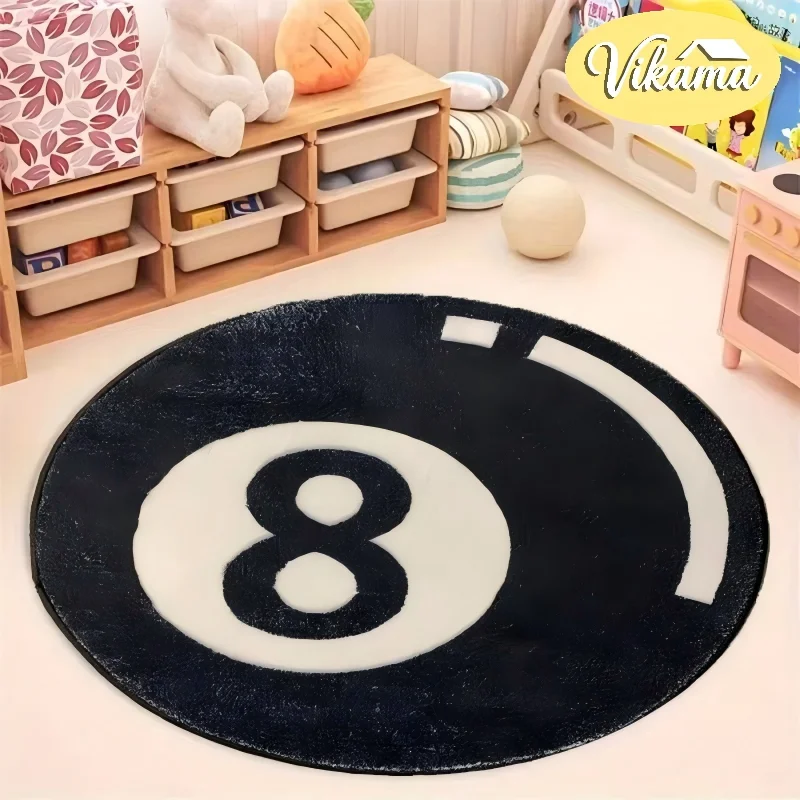 

Коврик VIKAMA Minimalist Digital 8 Round: Теплый, противоскользящий, для прикроватной зоны, прихожей, декор для дома