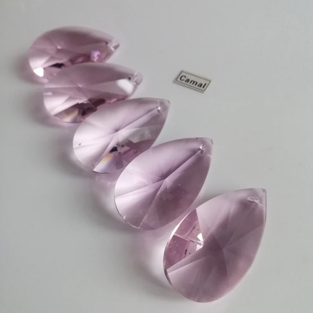 Camal 5 SZTUK 38mm Różowe Kryształowe Zawieszki w Kształcie Gruszki Pryzmaty Koraliki Wiszące do Żyrandoli Lamp Ślubnych Części Dekoracyjne do Domu