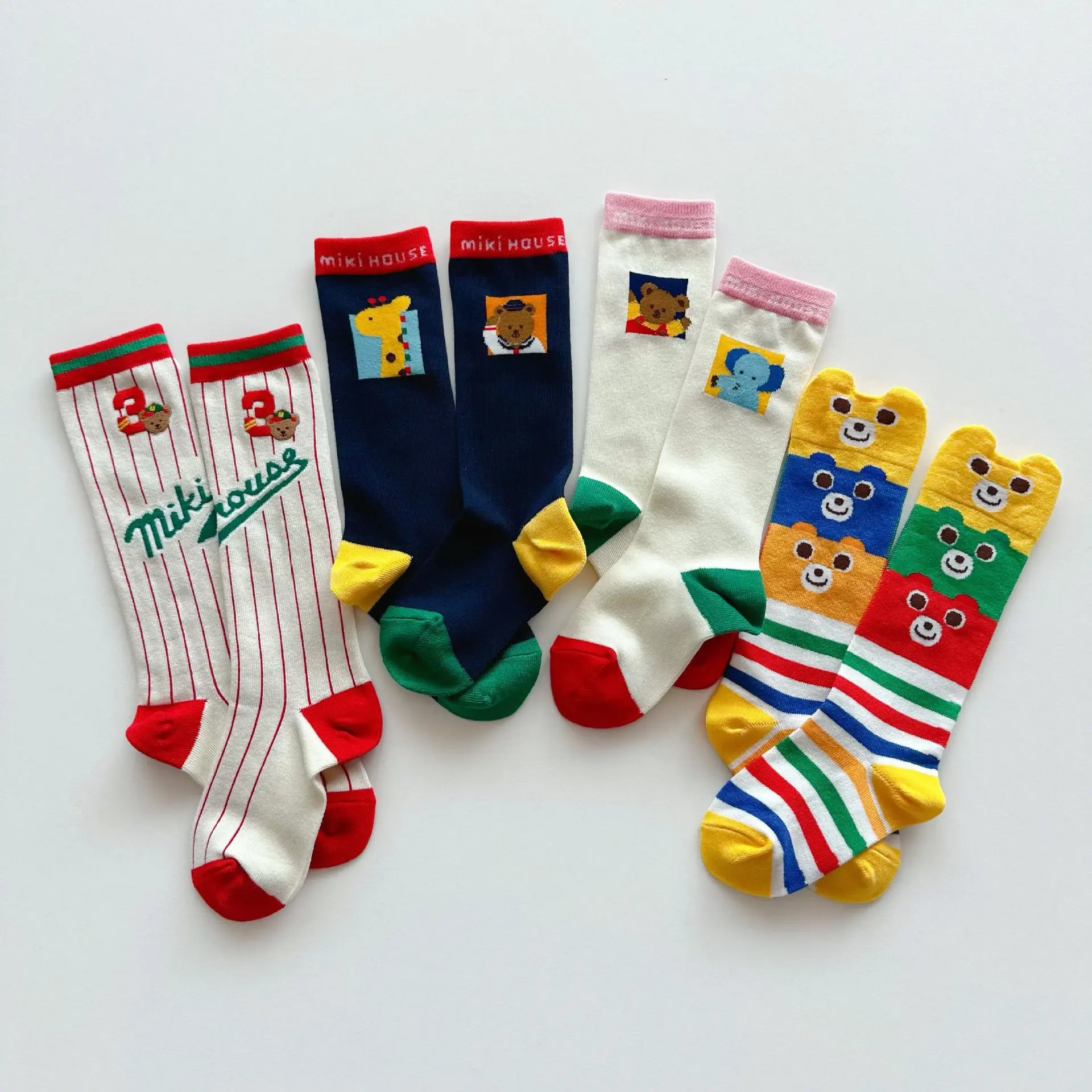 Children's Four Pairs of Socks Spring Summer 2024 Baby Combed Cotton Stockings High Socks