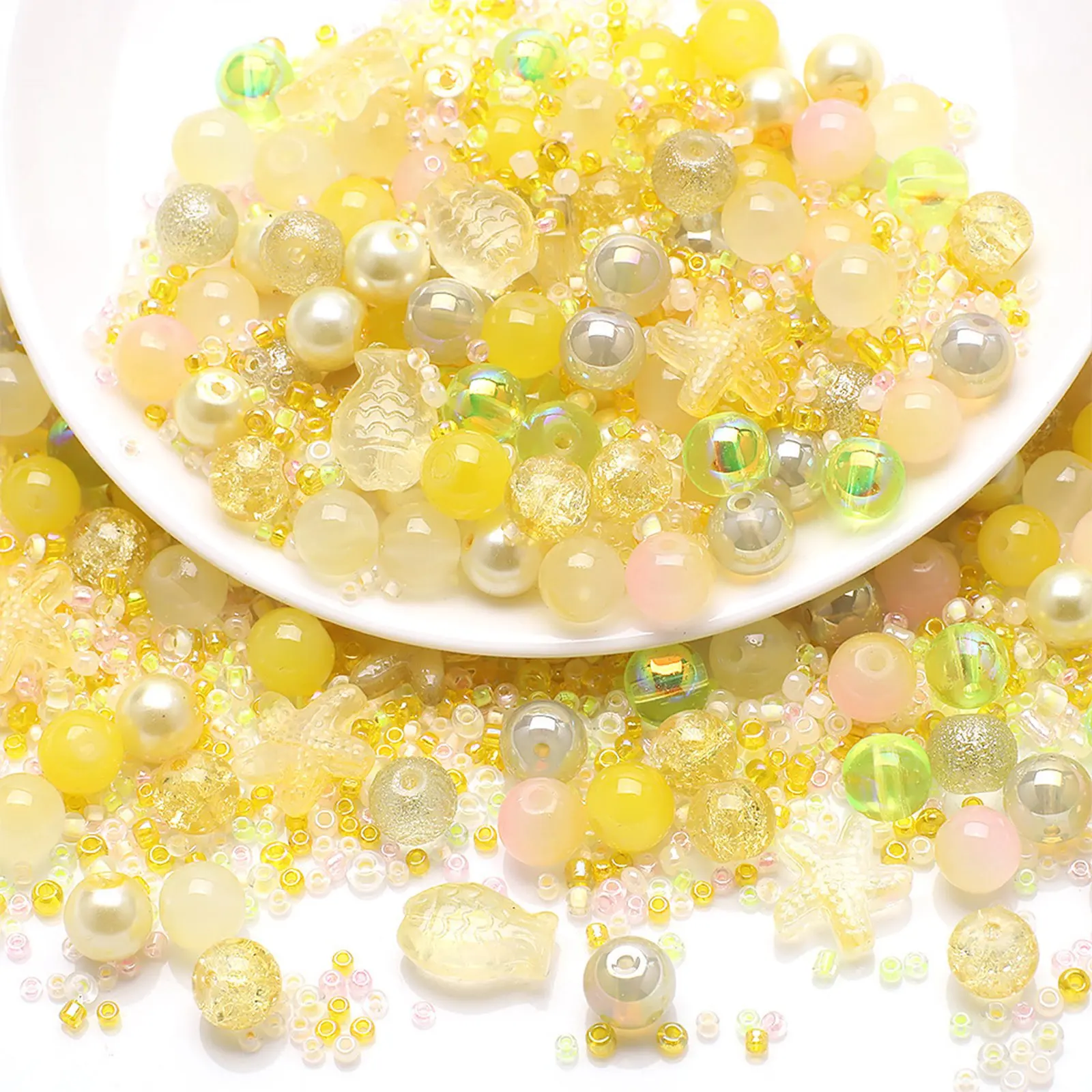 10 Bags Mixed Style Glass Beads Starfish Fish Round Seed Beads Set for Bracelet Earrings Jewelry DIY Accessories