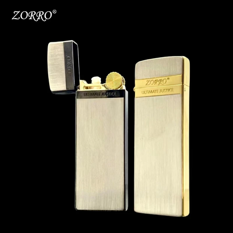 ZORRO Ultra-thin Pure Copper Mini Kerosene Lighter Portable Metal Windproof Grinding Wheel Lighters Cigarette Smoking Gadgets