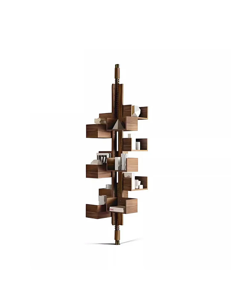 360-Degree rotating bookshelf Solid wood indomitable shelf