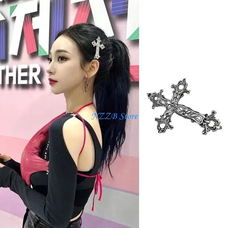 

T21F Католик для кросс -формы волосы Barrettes Punk Hair Changs Headrress Gothic Harepin